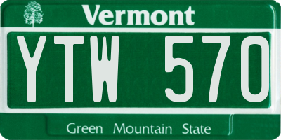 VT license plate YTW570