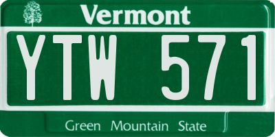 VT license plate YTW571