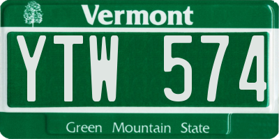VT license plate YTW574
