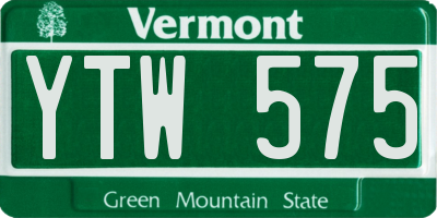VT license plate YTW575
