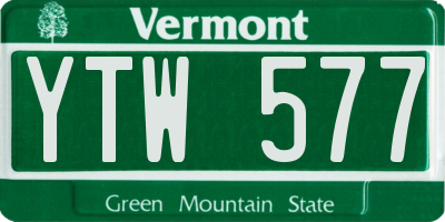 VT license plate YTW577