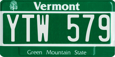 VT license plate YTW579