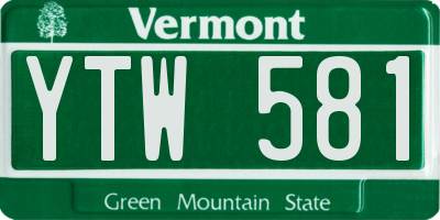 VT license plate YTW581