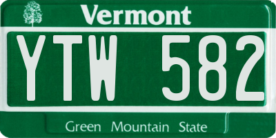 VT license plate YTW582