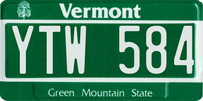 VT license plate YTW584