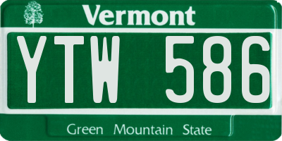 VT license plate YTW586