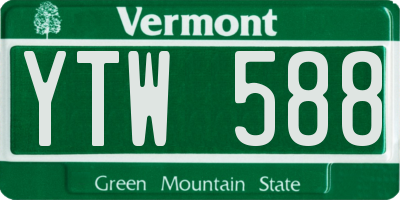 VT license plate YTW588