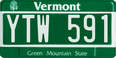 VT license plate YTW591
