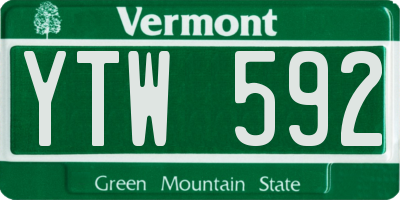 VT license plate YTW592