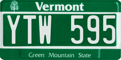 VT license plate YTW595