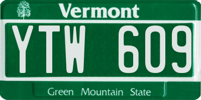 VT license plate YTW609
