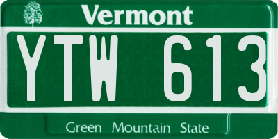 VT license plate YTW613