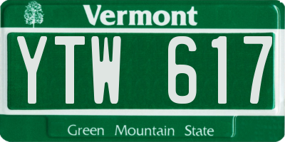 VT license plate YTW617