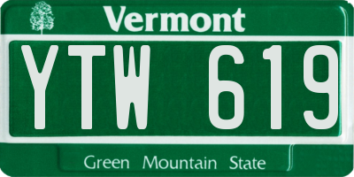 VT license plate YTW619
