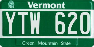 VT license plate YTW620