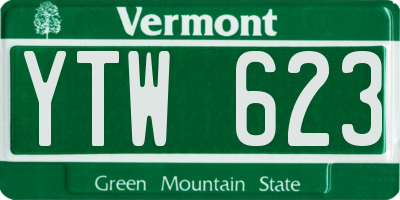 VT license plate YTW623