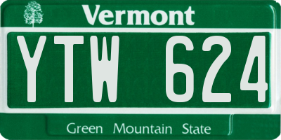 VT license plate YTW624