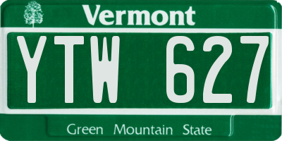 VT license plate YTW627