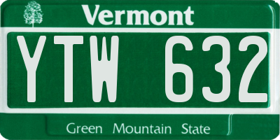 VT license plate YTW632