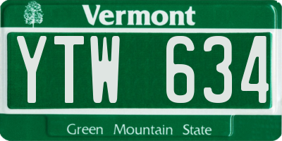 VT license plate YTW634