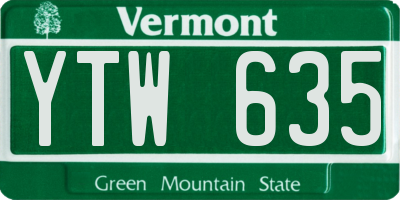 VT license plate YTW635