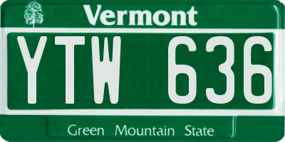VT license plate YTW636