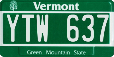 VT license plate YTW637