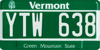 VT license plate YTW638