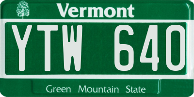 VT license plate YTW640