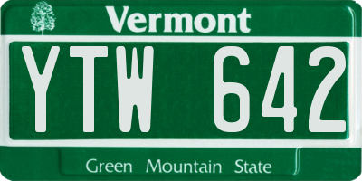 VT license plate YTW642