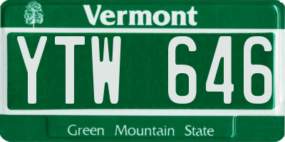 VT license plate YTW646