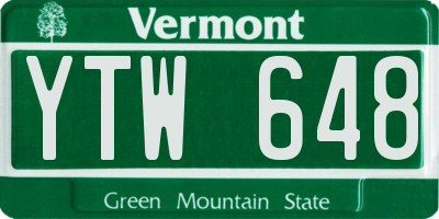 VT license plate YTW648