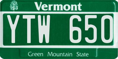 VT license plate YTW650