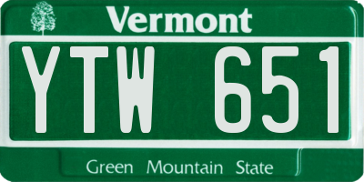 VT license plate YTW651