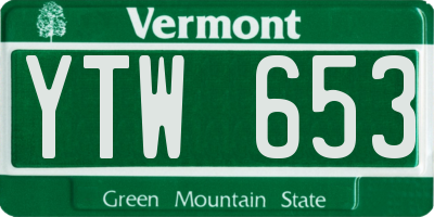 VT license plate YTW653