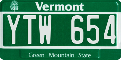 VT license plate YTW654