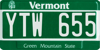 VT license plate YTW655