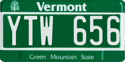 VT license plate YTW656