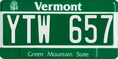 VT license plate YTW657