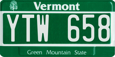 VT license plate YTW658