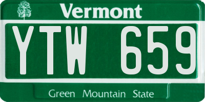 VT license plate YTW659