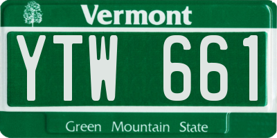 VT license plate YTW661