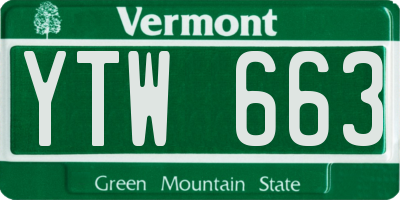 VT license plate YTW663
