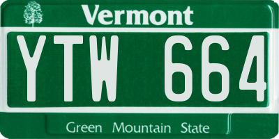 VT license plate YTW664