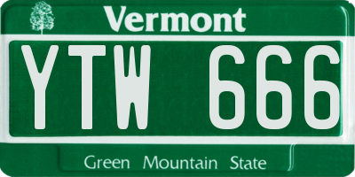 VT license plate YTW666