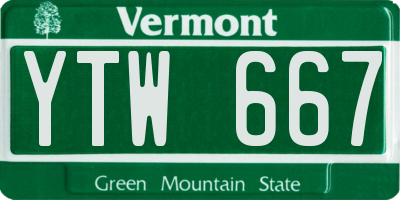 VT license plate YTW667