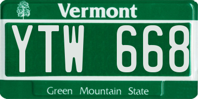 VT license plate YTW668