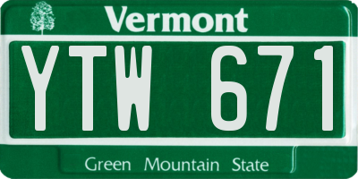 VT license plate YTW671