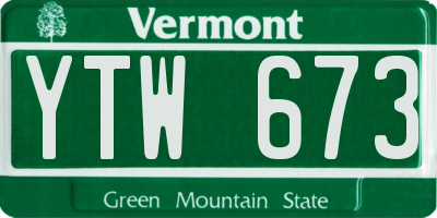 VT license plate YTW673