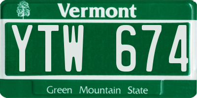 VT license plate YTW674